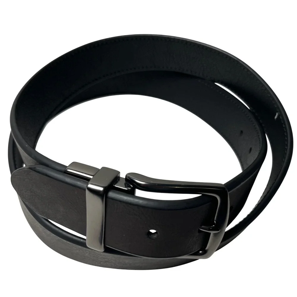 Columbia Leather Belt Mens Size 42 Reversible Black Brown Gunmetal Buckle Office